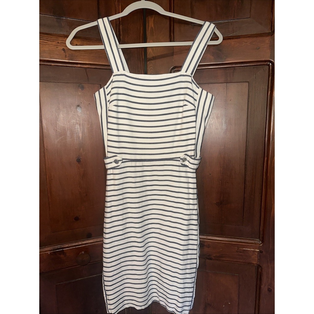 Banana Republic Women's Striped Sheath Lined Dress Size 2 Knee Length CREAM EUC